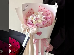 Popüler vals polka noktası tek parça şeklinde çiçek buketi kağıt 520 anne günü fl