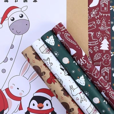 İyi bir fiyat. Mutlu Noeller Hediye Paketleme Kağıdı 58cm X 58cm Basılı Kraft Kağıdı Çantada 20 Yaprak çevrimiçi