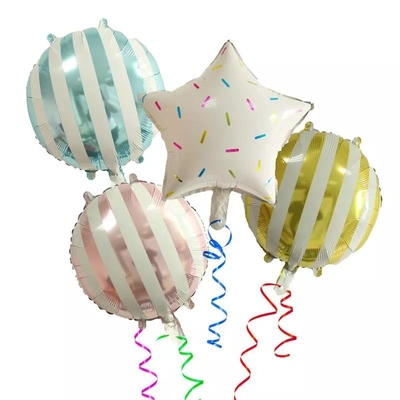 İyi bir fiyat. Yuvarlak Şerit Desen Folyo Helyum Mylar Balon Tik Tok Parti Dekorasyonu için 18 inç çevrimiçi