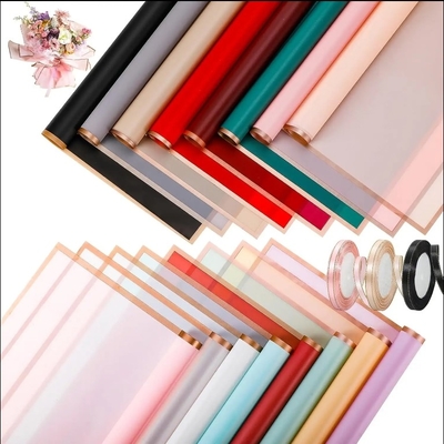 satın al Yumuşak Altın Kenarlı Çiçek Sarma Kağıdı 58CM * 58CM Çiçekçi Paketlemesi için Özel online manufacture
