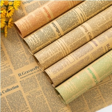 satın al Hediye ambalajı için 50*70cm Çiçek Sarma Kağıdı, İngilizce Gazete Tarzı online manufacture