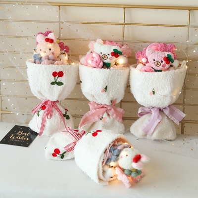 İyi bir fiyat. Bebek Buketi Tatlı Plüş Tavşan Bebek Buketi Noel Bayramı Hediyesi Bitmiş Kumaş Buketi çevrimiçi