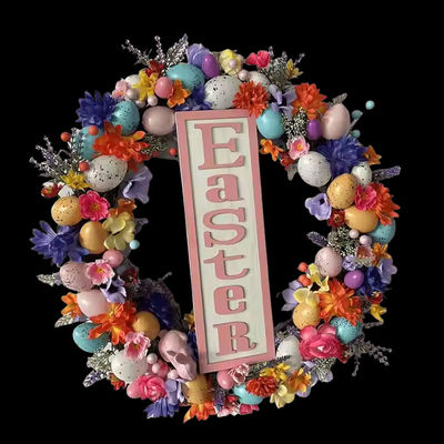 satın al Senmasine Yumurta Ön Kapı Asılı Bahar Dekoru Karışık Renkli Plastik Yumurtalar Yapay Yapraklar Çiçekler Çelenkler Çevrimiçi üretim