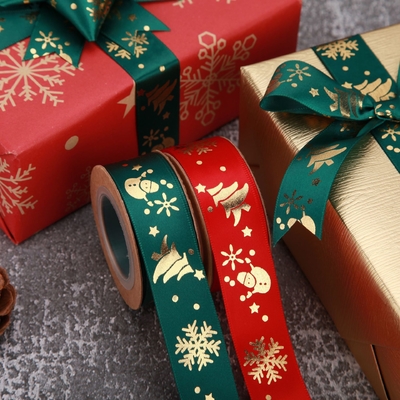 satın al Üretici basılı poliester şeritleri, Noel kar tanesi şeritleri, hediye şeritleri, DIY Noel ambalaj şeritleri tedarik ediyor online manufacture