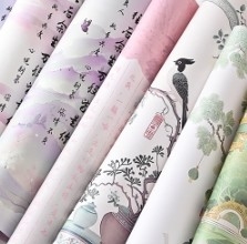 satın al Sevgililer Günü Antik Tarzı Yağlı Resim Lotus Şeffaflık Güzellik Çiçek Paketleme Kağıdı online manufacture