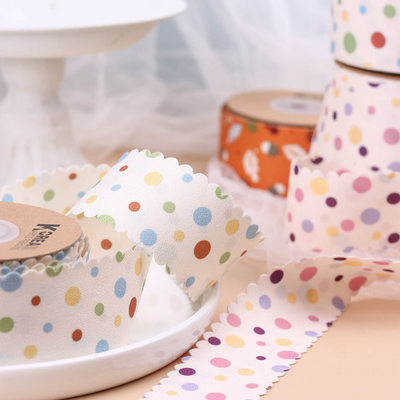 satın al Koreli çift taraflı renkli polka nokta çam ağacı baskı kurdele DIY yay saç aksesuarları yaka çiçek şapka ayakkabı çiçek dekorasyonu online manufacture