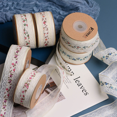 satın al Kore versiyonu diş kenarı şifon + boş dantel çiçeklik kurdele DIY yay el yapımı saç aksesuarı çiçek Mağaza çiçek ambalajı online manufacture