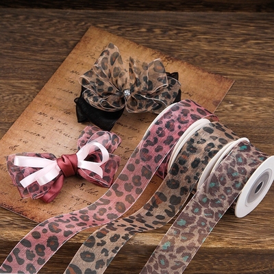 satın al Leopard baskı kar şerit DIY el yapımı yay saç aksesuarları dokulan şerit saman şapka ayakkabı ipi yapım aksesuarlar hediye kutusu ambalaj şerit online manufacture