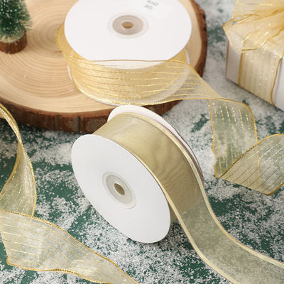 satın al Polyester Noel Kurteği Pişirme Paketleme 4cm/25m Metal Tel Kenarlık Hediye Paketleme Kurteci Ağ Kar Kurteci Dekorasyon Kurteci Çevrimiçi üretim