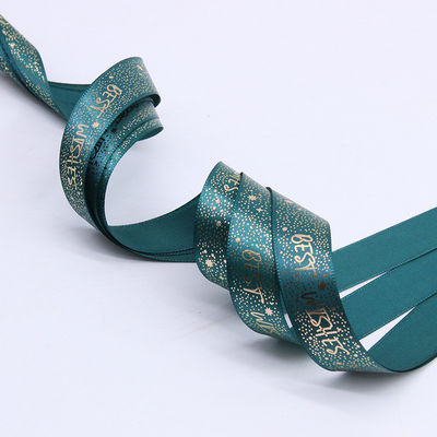 satın al 2cm yeşil kurdele hediye kutusu paketleme çiçekli kek kurdele BESTWISHES sıcak damgalama hediye kurdele Çevrimiçi üretim