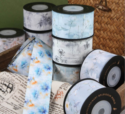 satın al Ulusal Tarz Bayım Serisi Kuş Şarkısı Çiçek Kokusu Çiçek Baskı Kurdele DIY Yay Giysi Saç Aksesuarları Paketleme Kurdele online manufacture