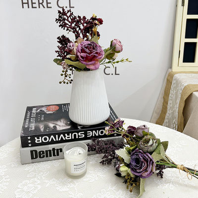 satın al Fransız tarzı kızartılmış çok başlı gül simülasyon çiçek masası çiçek düzenlemesi, el çiçeği, sahte çiçek buketi dekorasyonu Çevrimiçi üretim