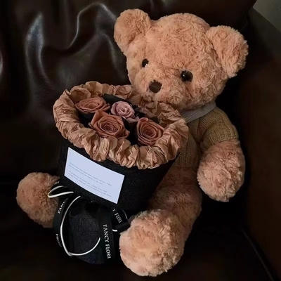 satın al Bebek tüylü tatlı ayı buketi, sonsuz gül yapay çiçek Sevgililer Günü hediyesi, kızlar için doğum günü hediyesi. online manufacture