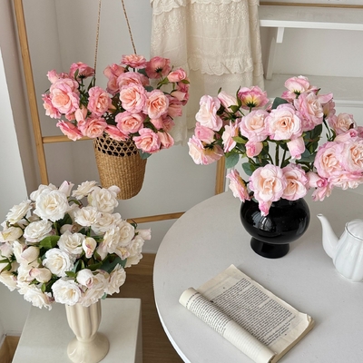 satın al Kore tarzı 12 başlı Elsa Rose Simülasyon Çiçeği Gül Sahte Çiçek Ev Oturma Odası Yemek Masası Dekorasyon Fotoğraf Topu online manufacture