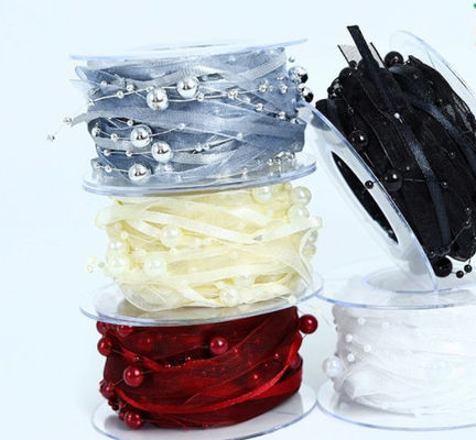 satın al Pearl Love Yarn Pearl Chain Ribbon Flower Packaging Material Beaded Hair Accessories Gift DIY Ribbon 1cm /5m Renk Hızlılığı Çevrimiçi üretim