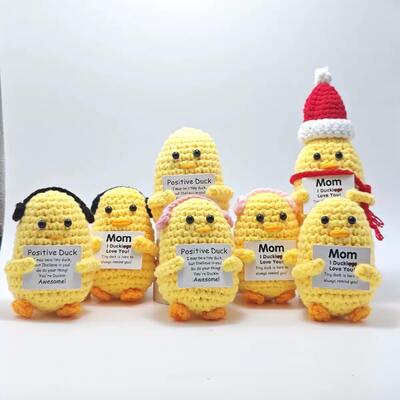 satın al Komik Crochet Kawaii Doldurulmuş Duygusal Pozitif Ördek Plüş Oyuncak Komik Dikiş Pozitif Ördek Crochet Bebek Çantası Kolye Hediye Çevrimiçi üretim