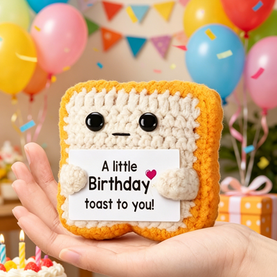 satın al El yapımı Crochet örgü ekmek tost Plüş Oyuncak Mini Bebek Doğum günü partisi için pozitif teşvik kartı ile Favor hediye Çevrimiçi üretim
