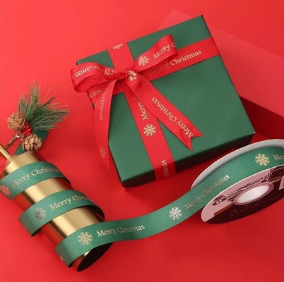 satın al Baskılı Polyester Saten Grogren Kurdele 25mm Kırmızı Noel Kurdelesi online manufacture