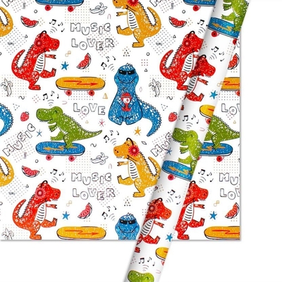 satın al Beyaz Dinozor Desenli 50CMX70CM Hediye Paketi Oyuncak Paketi İçin Kağıt Rulo online manufacture