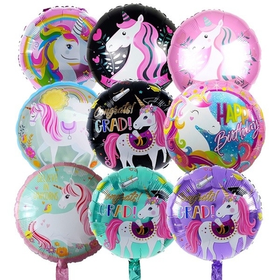 satın al Kadın Erkek Gökkuşağı Unicorn Folyo Balon Helyum 18 İnç Doldurma Balonları online manufacture