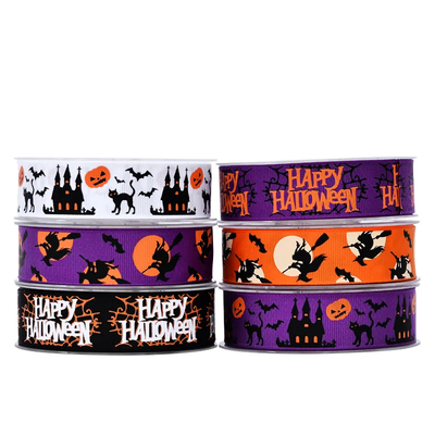 İyi bir fiyat. Grosgrain, hediye paketleme partisi dekorasyonu için logo ile Halloween kurdelesi yazdırıyor. çevrimiçi