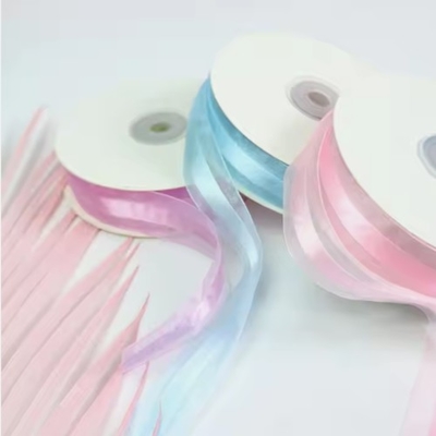 İyi bir fiyat. Polyester Çift Yüzlü Organza Kurdele Rulo 1 Inch Genişliği Düğün El sanatı Hediye Yayı çevrimiçi