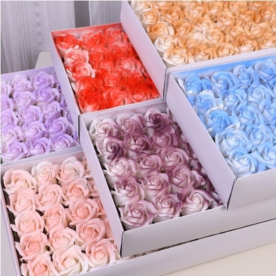 İyi bir fiyat. Spray Color Gradient Rose Crushed Ice Blue Plum Jam Rose Soap Flower Bouquet Head Wholesale Üç Katmanlı Su Splash Sevgililer Günü Hediyesi çevrimiçi