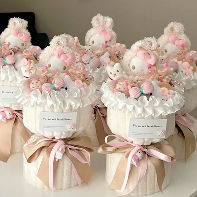 İyi bir fiyat. Çeşitli Kuklalar Plüş Çiçek Buketi Hello Kitty Sevgililer Günü/Yıl/Çocuklar İçin Doğum Günü Hediyesi çevrimiçi