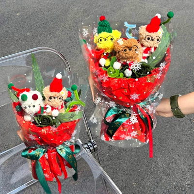İyi bir fiyat. Noel Twist-Tie Puppy Plush Bouquet El yapımı Tatlı Köpek Çiçekli Hediye Erkek Arkadaşı/Kız Arkadaşı için Hazır Hediye çevrimiçi