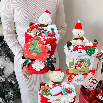 İyi bir fiyat. Noel Plush Bebek Buketi Yaratıcı Karadamı hediye seti Sevgilisi için Noel arifesi ve dekorasyon için çevrimiçi