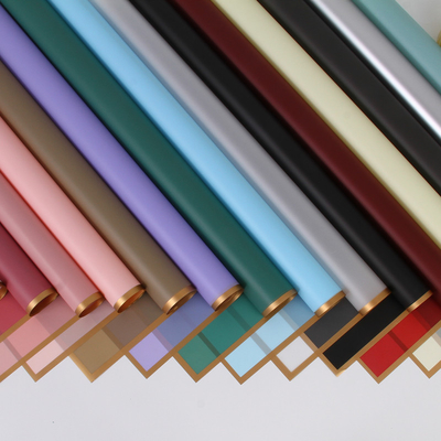 İyi bir fiyat. Yeni Basit Çerçeve Jelly Film Katı Renkli Yumuşak Açık Kağıt Çiçek Buket Dolaşım Kağıdı Altın Kenar Mat Taze Çiçek Dolaşım Kağıdı DIY Malzemeler çevrimiçi