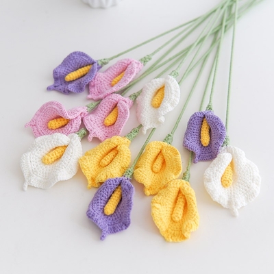 İyi bir fiyat. El yapımı iplik çiçek buketi - Dikişli Calla Lily Yapay Çiçekler, Hoket Çiçek düzenlemesi çevrimiçi