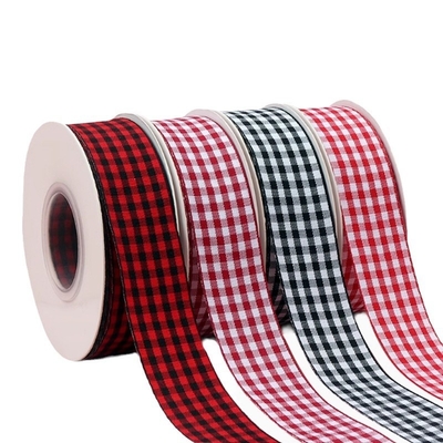 İyi bir fiyat. Toptan 2.5cm ızgara dokuma kurdele el yapımı DIY kurdele kurdele hediye kurdele çiçek ambalaj düğün rengi Kumaş ve ipek bant ile çevrimiçi