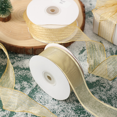 İyi bir fiyat. Polyester Noel Kurteği Pişirme Paketleme 4cm/25m Metal Tel Kenarlık Hediye Paketleme Kurteci Ağ Kar Kurteci Dekorasyon Kurteci çevrimiçi