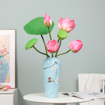 İyi bir fiyat. Lotus yapay çiçekleri, simülasyon çiçekleri, dokunmatik lotus yaprakları, lotus tomurcukları, yeni Çin tarzı ev dekorasyonu, simülasyonlu yeşil bitkiler, lotus fotoğraf eşyaları çevrimiçi