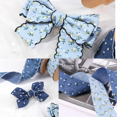 İyi bir fiyat. 2.5cm Bud Kenar / düz Kenar Tek taraflı Küçük Çiçek Taklitleri Denim Kurdele Çiçek Hediye Kutusu Ambalaj DIY Yay Başbandı Renk Hızlılığı çevrimiçi
