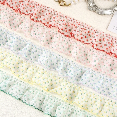 Polyester dokuma bant saç aksesuarı küçük çiçekli süslenmiş etekle DIY el sanatlarına mükemmel bir ek olarak