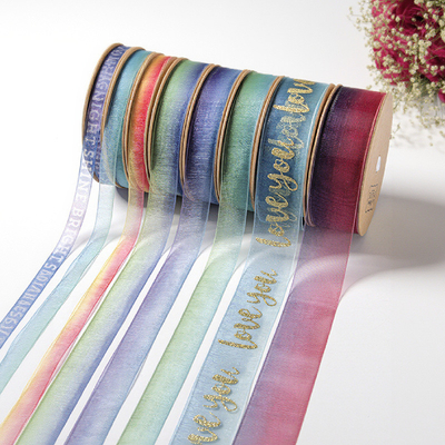 DIY Webbing Ribbon 2.5cm Roll in Solid Color Dye ve Hediye Dekorasyonu için Kar Gazesi
