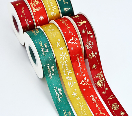 İyi bir fiyat. Sıcak Damgalama Tatil Dekorasyon Hediyeleri Noel Kurdeleleri Polyester Kurdeleler Hediye Kutuları Ambalaj Kurdeleleri Sınır Ötesi 2.5cm/25m çevrimiçi