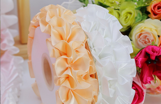 5cm/5m Beyaz Katlı İnciler Buket Paketleme Kurdele Çiçekçi ve Kumaş Deniz Kenarlığı