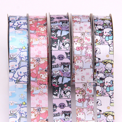 Polyester Sanrio Karikatür Sevimli Desen Kurdele DIY El Sanatları için Mükemmel Öğrenci Hediye Kutusu Ambalaj Kurdelesi