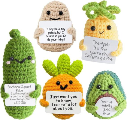 İyi bir fiyat. Positive Crochet Cotton Doll DIY Emotional Support Toy, Yarn çevrimiçi