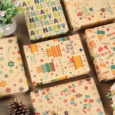 İyi bir fiyat. Doğum Günü Partisi Hediye Paketleme için Kraft Kağıt Hediye Paketi Sayfaları 85gsm çevrimiçi