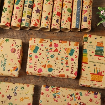 İyi bir fiyat. Hediye Paketleme için Geri Dönüşümlü Hediye Paketleme Kraft Kağıt Rulo CMYK Renk çevrimiçi