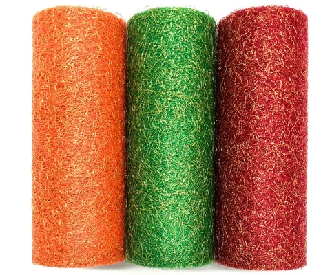 İyi bir fiyat. Metalik Organze Glitter Tül Makarası %100 Naylon Örgü Kumaş 19GSM 6in Tül Ruloları çevrimiçi